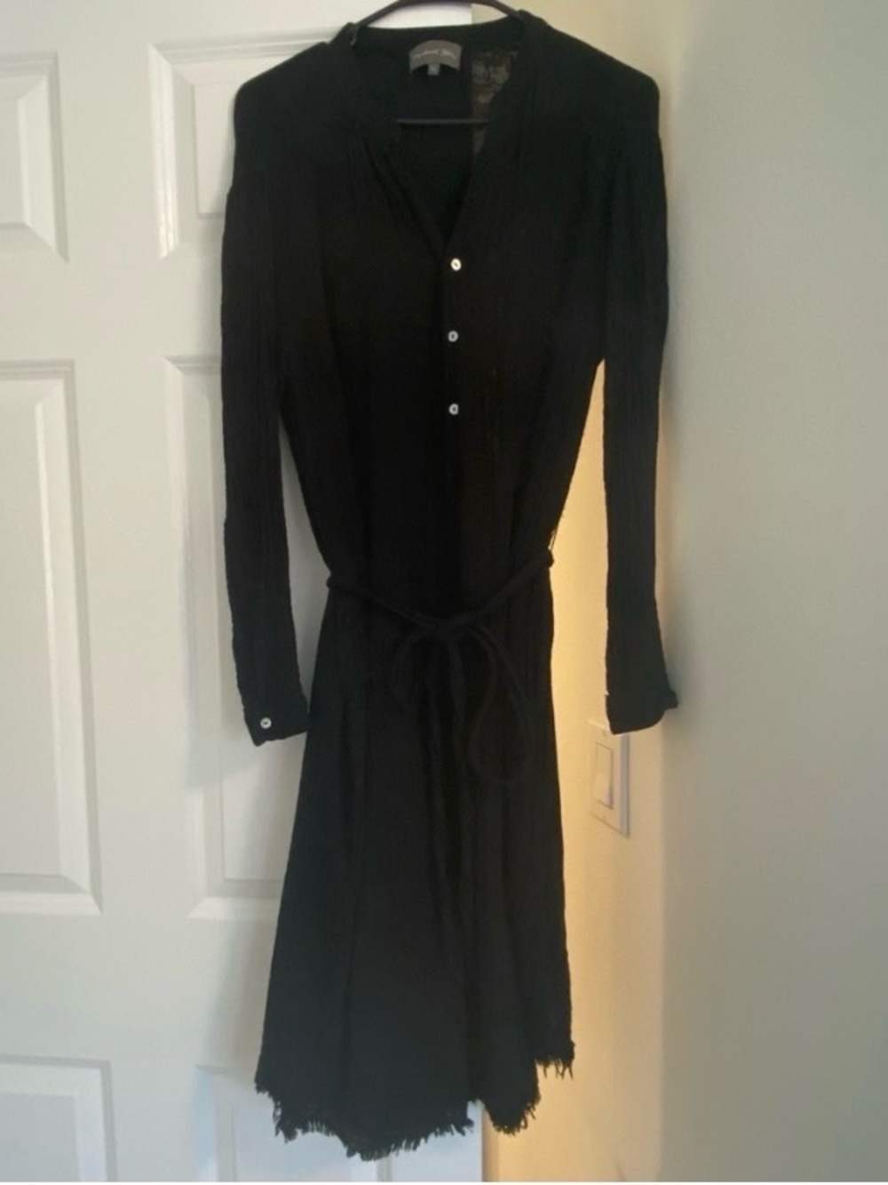 Michael Stars Black Button Up Tie-Waist Midi Dress XS